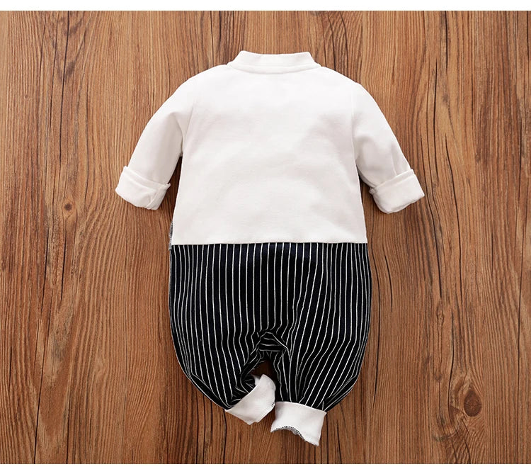 Newborn Clothes Handsome Gentleman Plaid Vest Formal Wear Comfortable And Soft Spring And Autumn Long Sleeved 0-18 Baby Jumpsuit