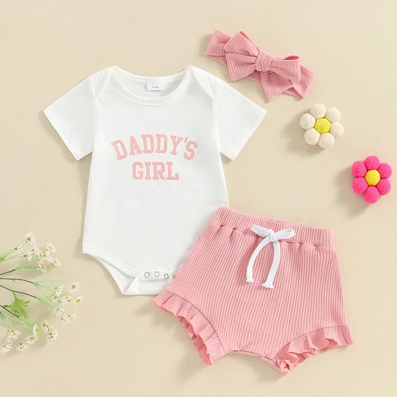 Toddler Girls 2-Piece Outfit Sleeveless Floral Print Top with Ruffle Shorts and Matching Headband Summer Set for Baby Girls