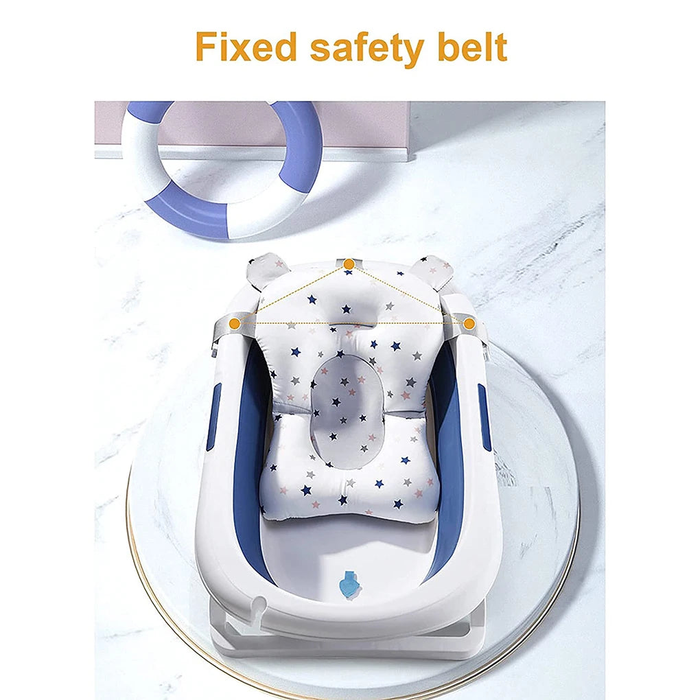 Baby Bath Seat Support Mat Foldable Baby Bath Tub Pad & Chair Newborn Bathtub Pillow Infant Anti-Slip Soft Comfort Body Cushion