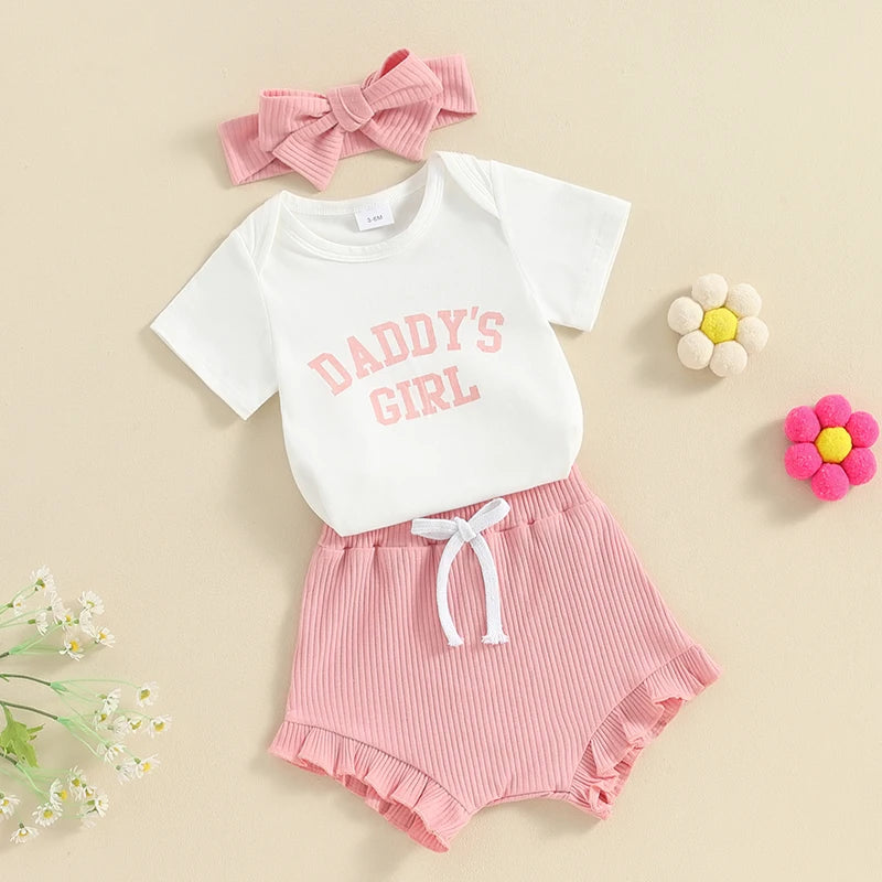 Toddler Girls 2-Piece Outfit Sleeveless Floral Print Top with Ruffle Shorts and Matching Headband Summer Set for Baby Girls