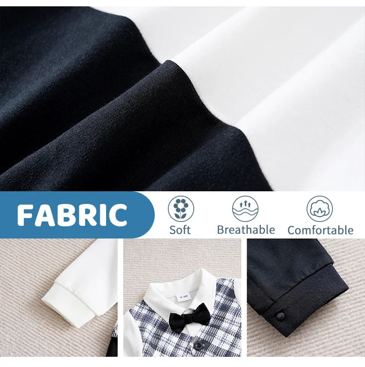Newborn Baby Boy Clothes Sets Newborn One-Piece Clothing Handsome Button JumpsuitNewborn One-Piece Clothing Handsome Party Suit